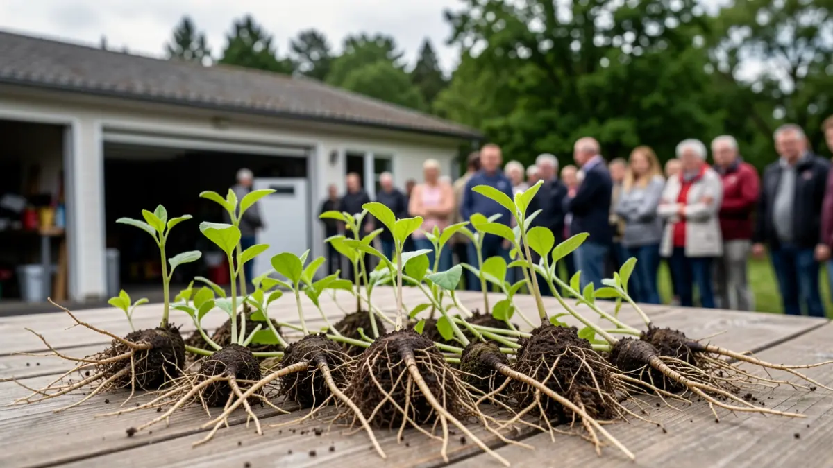 Young tree saplings ready for distribution during the Tree Week event in Gouvy.