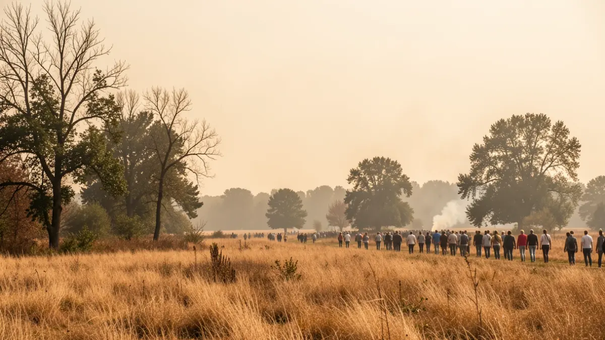 Generic image of fire risk in Wallonia, featuring dry vegetation and a threatening sky.