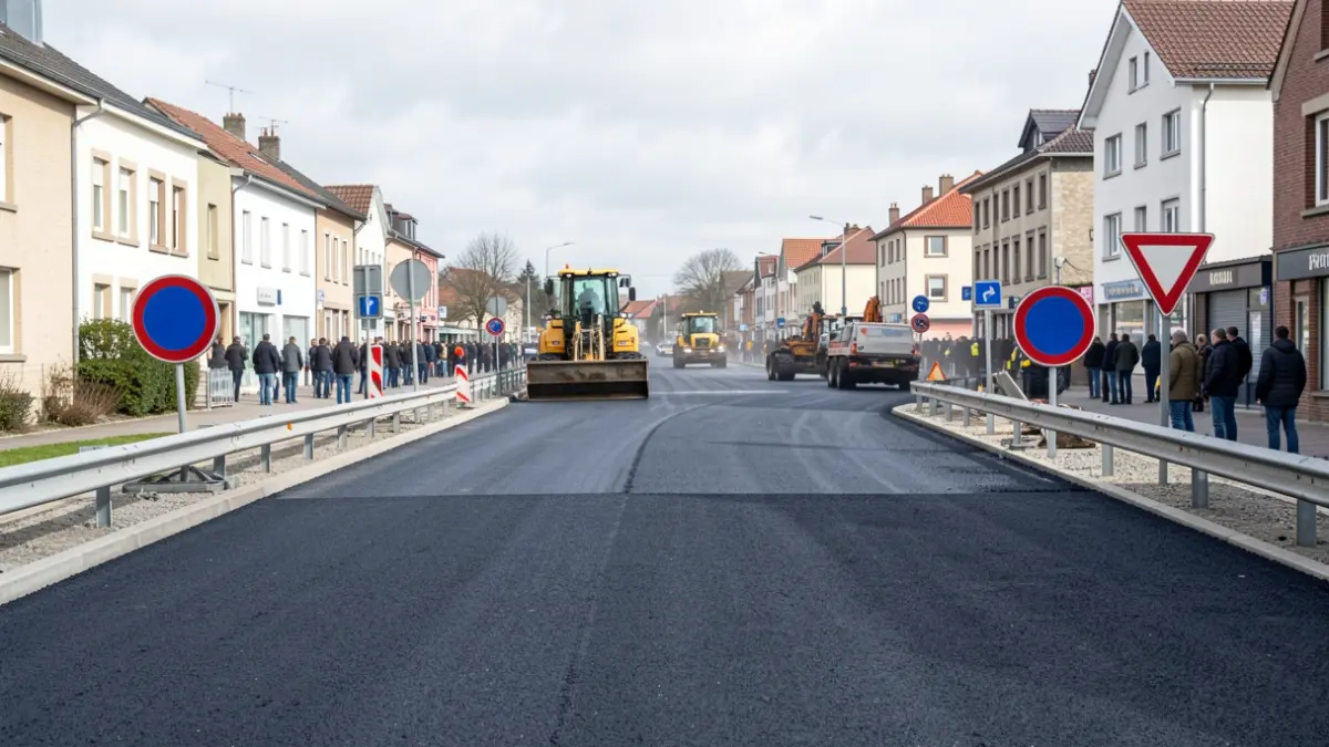 Travaux de voirie au carrefour de l'avenue de la Gare et de la rue Edmond Laffineur à Wavre, avec déviation et signalisation.