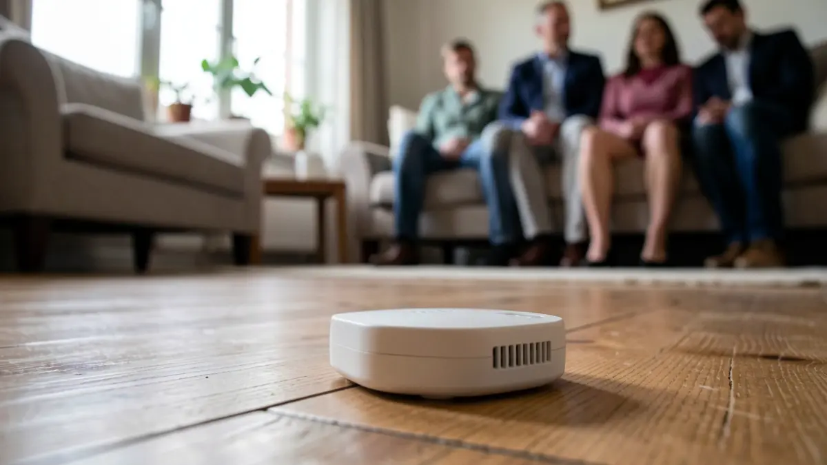 Image générique d'un détecteur de radon dans un salon.