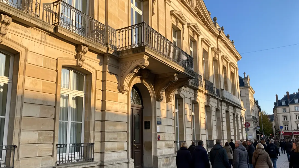 Image générique de la façade d'un bâtiment officiel en pierre, avec un balcon orné et un ciel bleu. L'image ne représente pas l'événement spécifique.