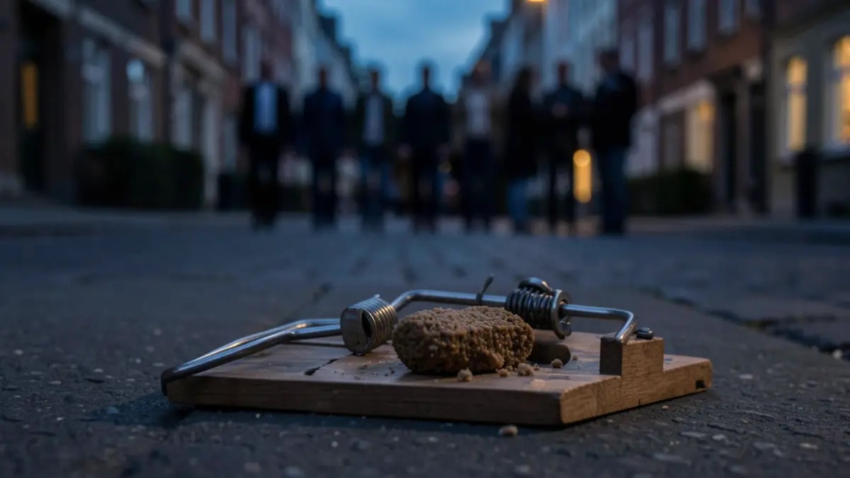 Image générique de piège à rats dans un environnement urbain, éclairage crépusculaire.