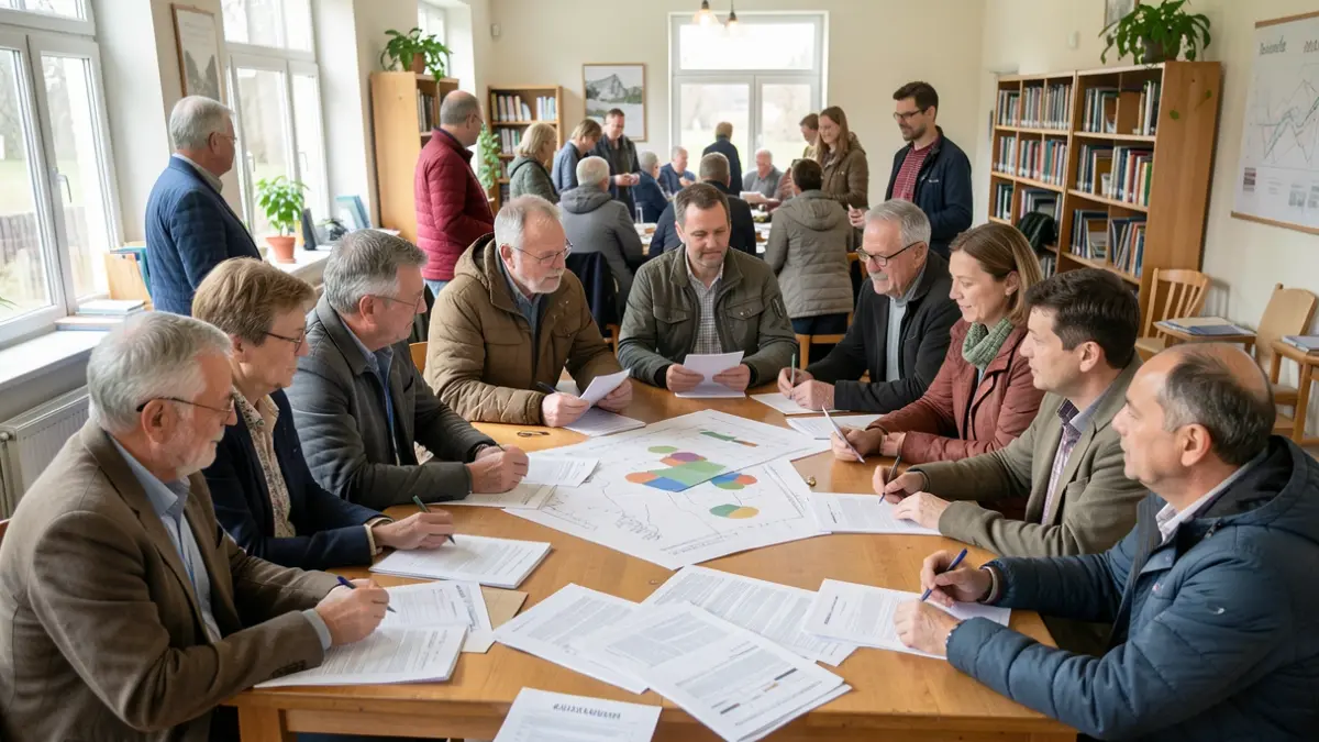 Generic image of citizens, businesses, and farmers discussing local energy projects in Wallonia.