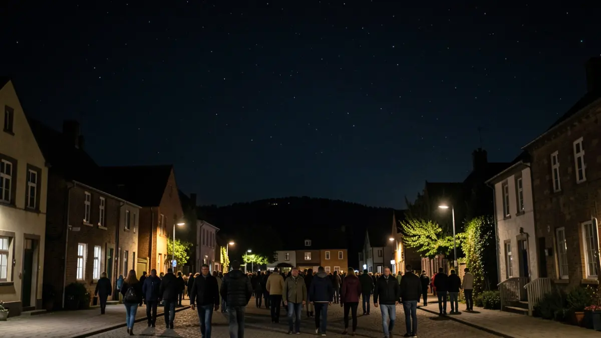 Image générique de nuit étoilée au-dessus d'une commune wallonne, mettant en avant l'obscurité et la biodiversité nocturne.
