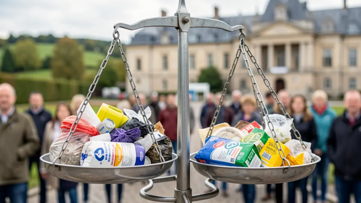 Symbolic image representing the balance between waste management costs and tariffs applied to citizens in Wallonia.