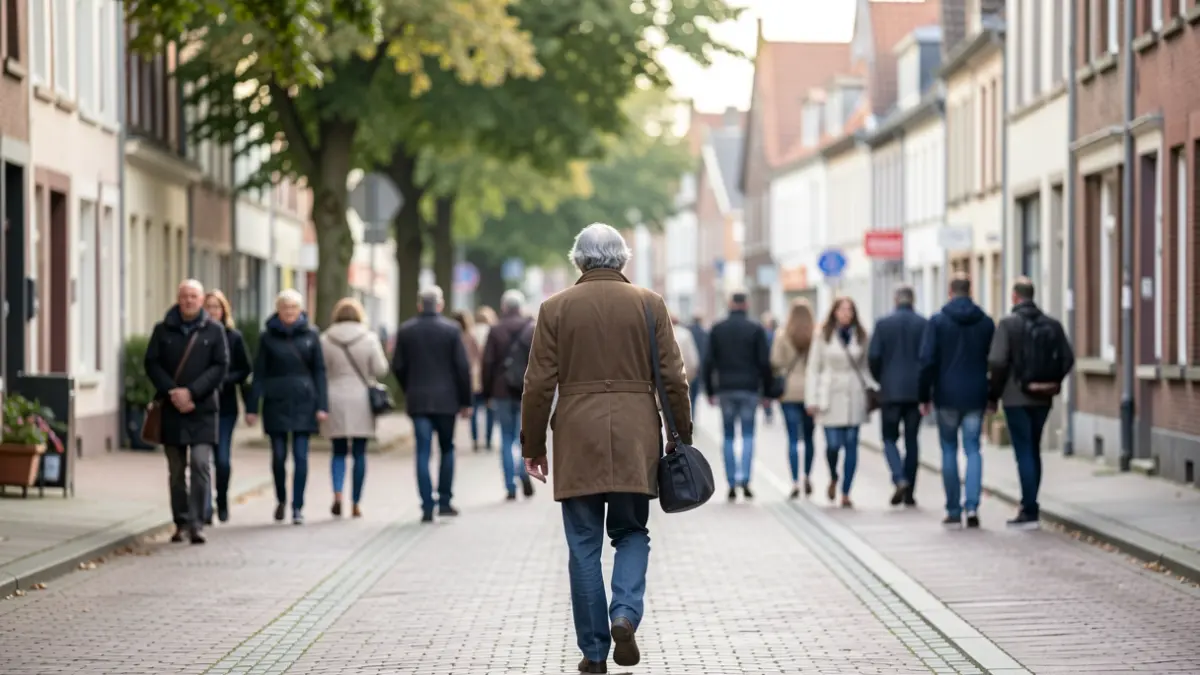 Generic image of a person walking on a street in a Belgian municipality.