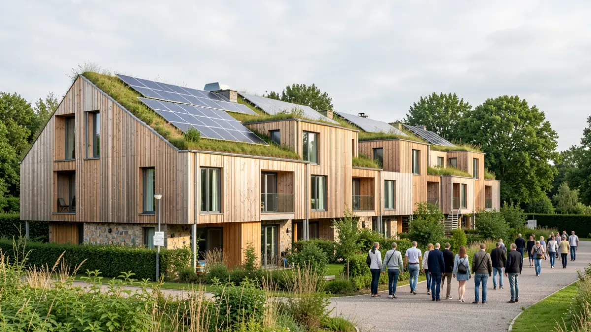 Low-tech experimental building of the University of Liège, designed with sustainable materials and green roofs, in a Walloon landscape.