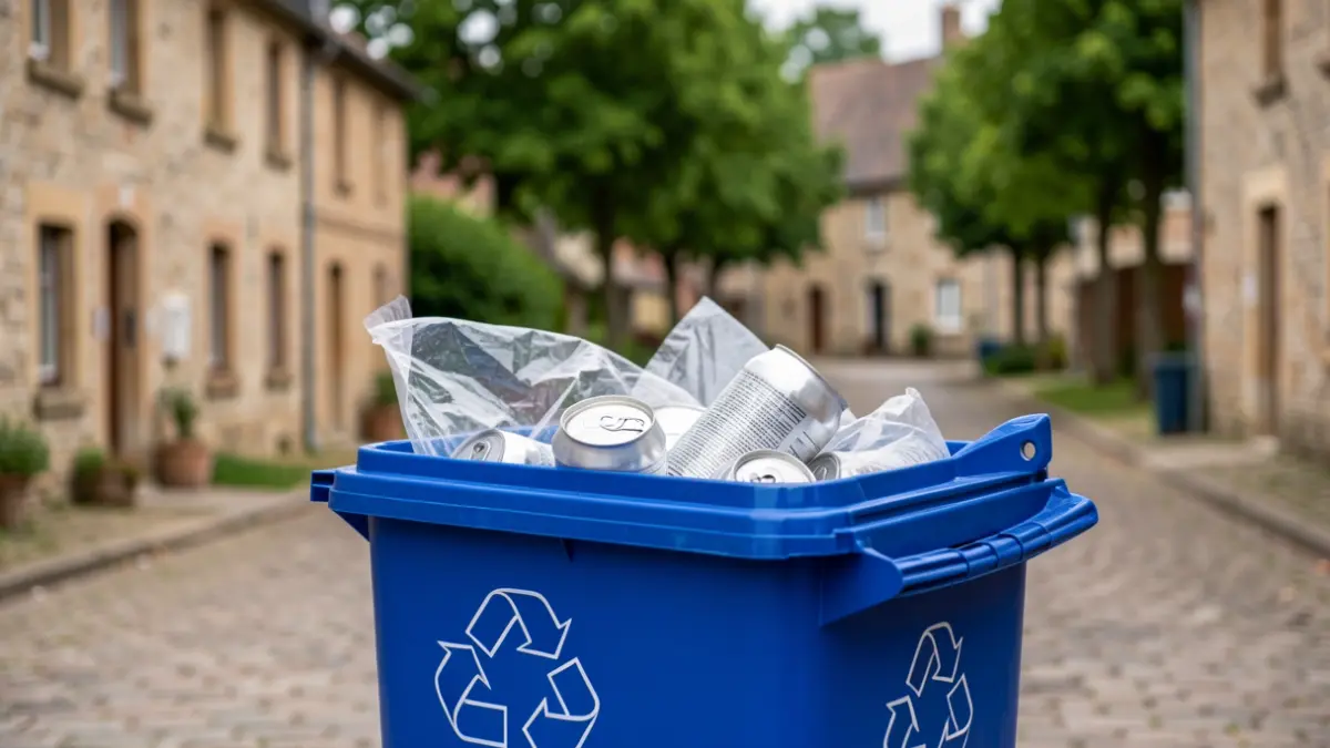Generic image of selective sorting bins in a Walloon village.