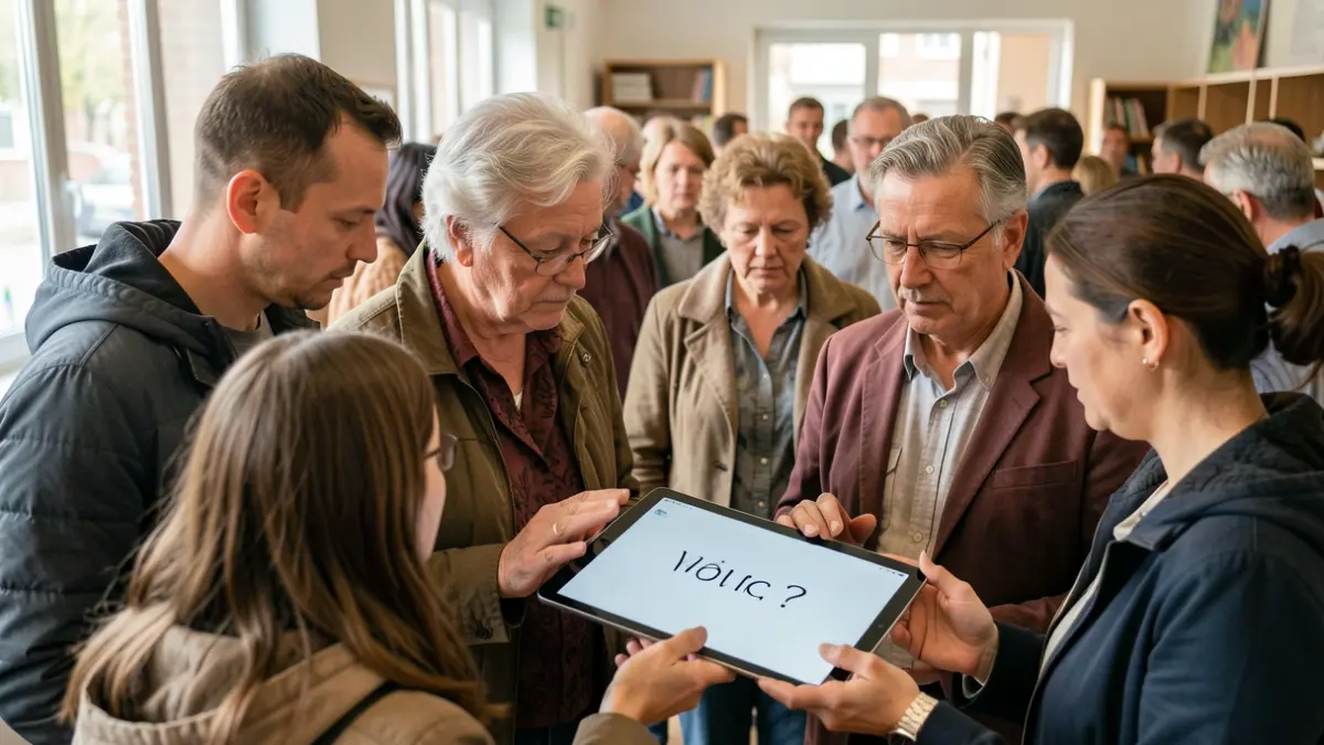 Generic image of citizens of various ages participating in a civic initiative about democracy.