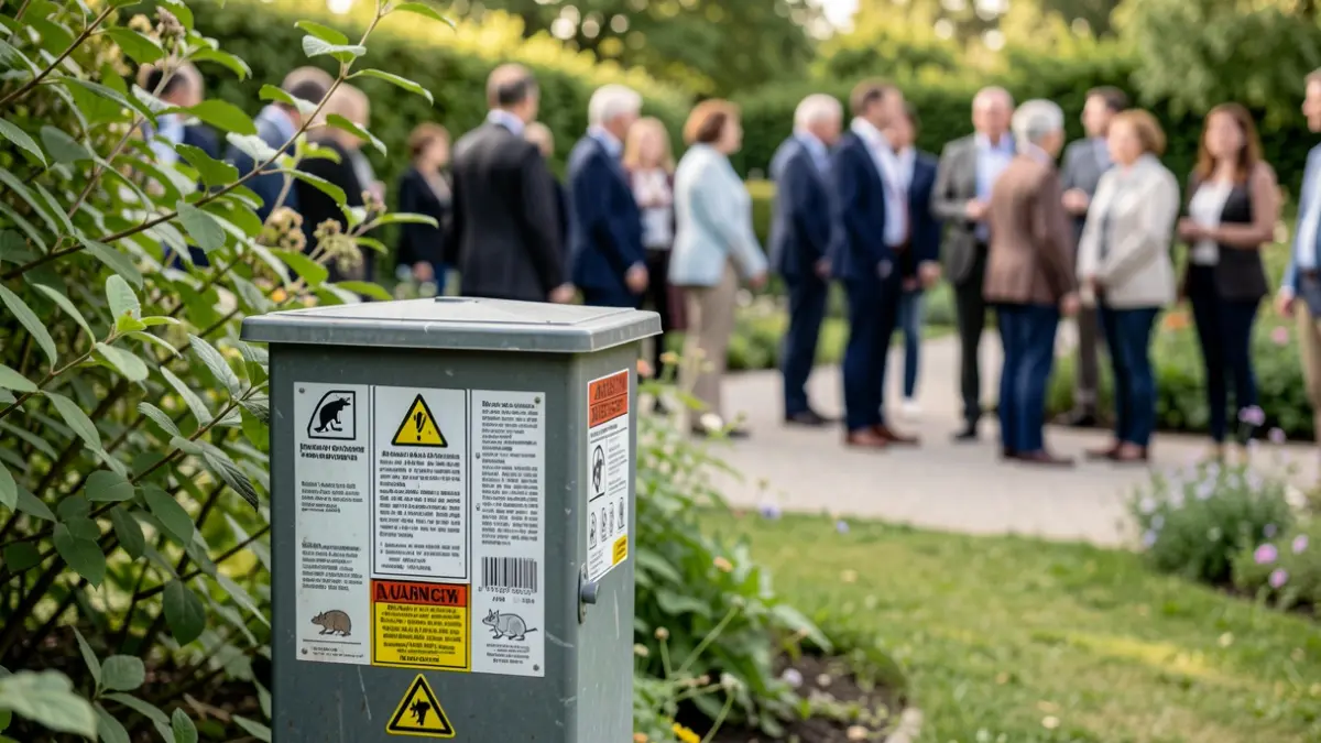 Image générique de produits raticides dans un jardin.