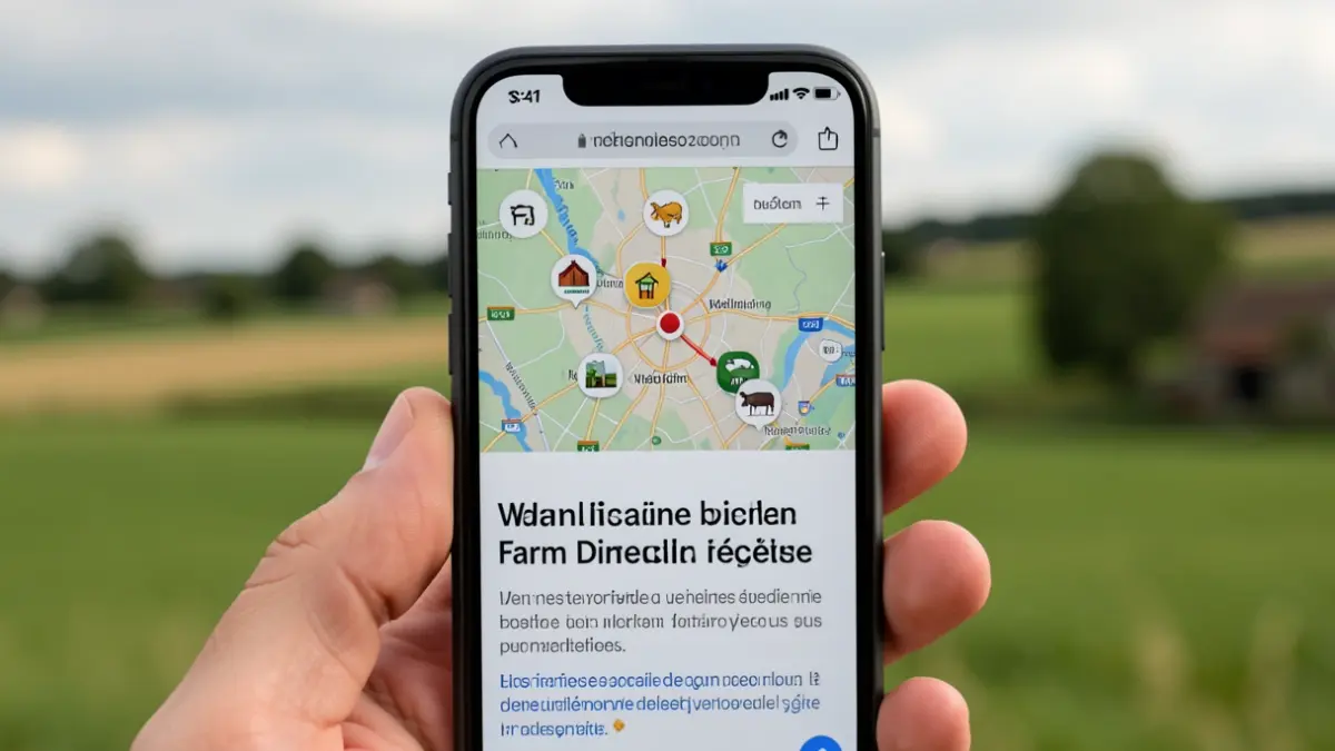 Generic image of a mobile map application displaying local farms.